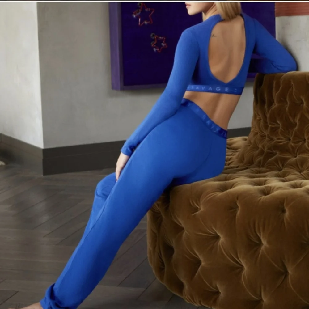 NWT Savage X Fenty jersey pajamas set, blue sz small & x-small - Picture 3 of 5